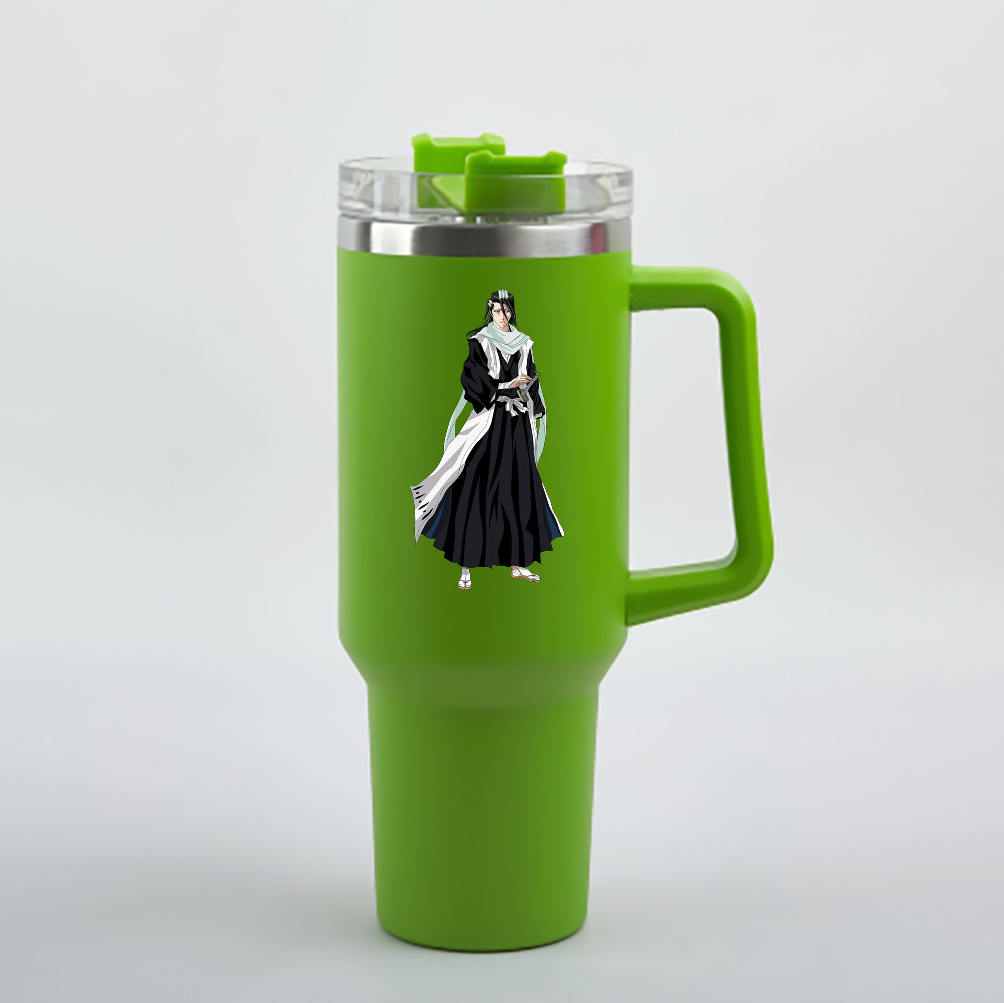 （画像用） ブリーチ くちき びゃくや BLEACH Kuchiki Byakuya 1200mL車用タンブラー - クリスタルステッカー（プラスチックストロー付き）
